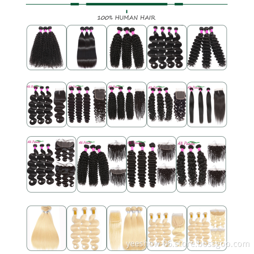 original extension ali grace bundles with closure grade 12a 100% human 8a grade virgin brazilian hair